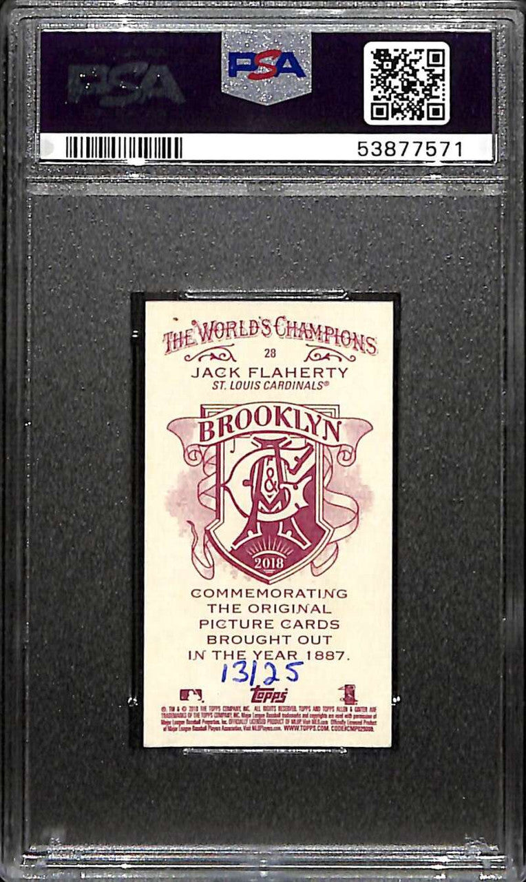 2018 Topps Allen and Ginter Mini Brooklyn Back 28 Jack Flaherty RC 13/25 PSA 9
