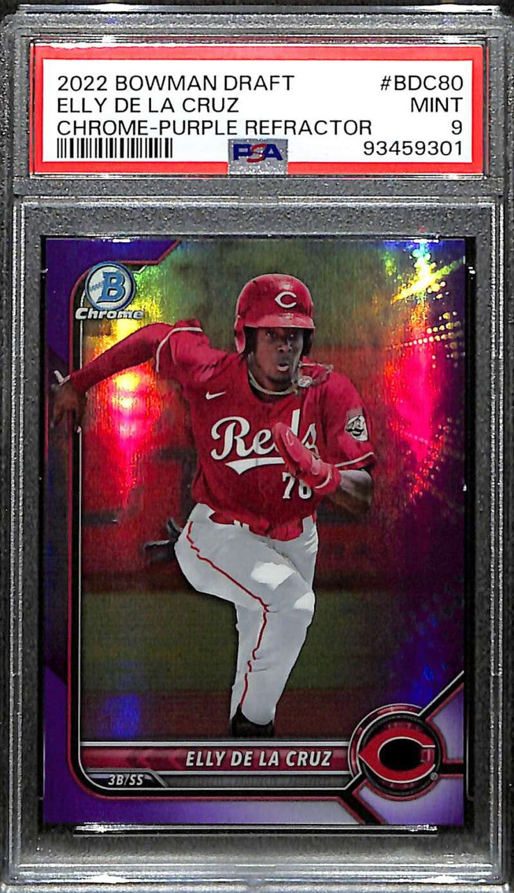 2022 Bowman Chrome Draft Purple Refractor Elly De La Cruz Rookie 202/250 PSA 9