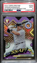 2024 Topps Pristine Oh Snap Gold Refractor Jasson Dominguez Rookie 22/50 PSA 9