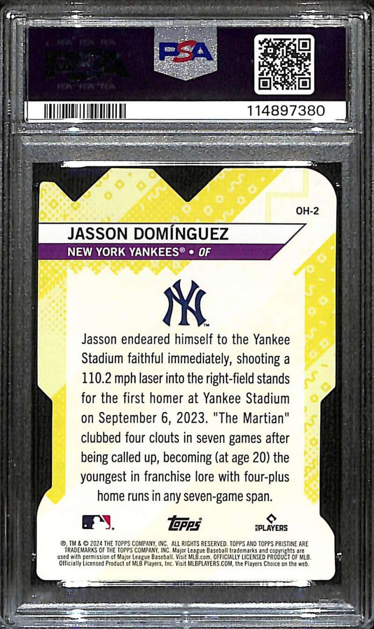 2024 Topps Pristine Oh Snap Gold Refractor Jasson Dominguez Rookie 22/50 PSA 9