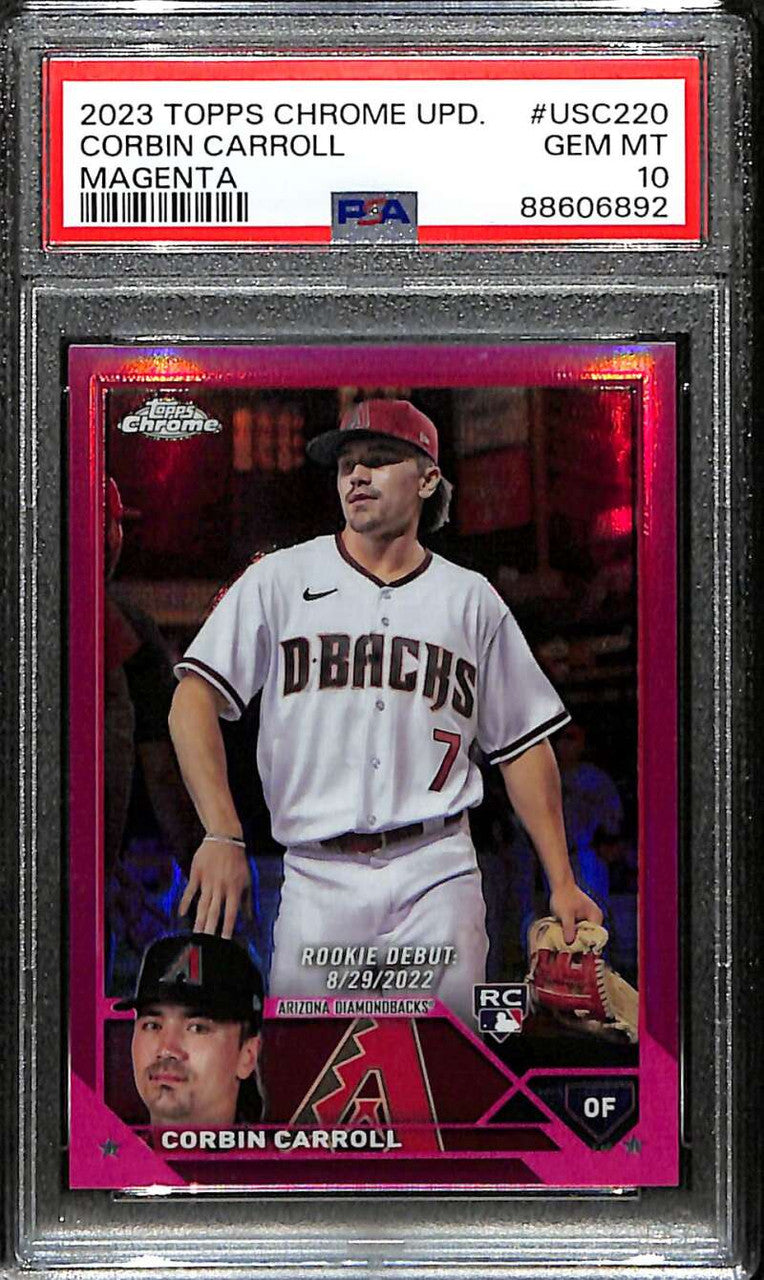 2023 Topps Chrome Update Magenta Refractor usc220 Corbin Carroll RC /399 PSA 10