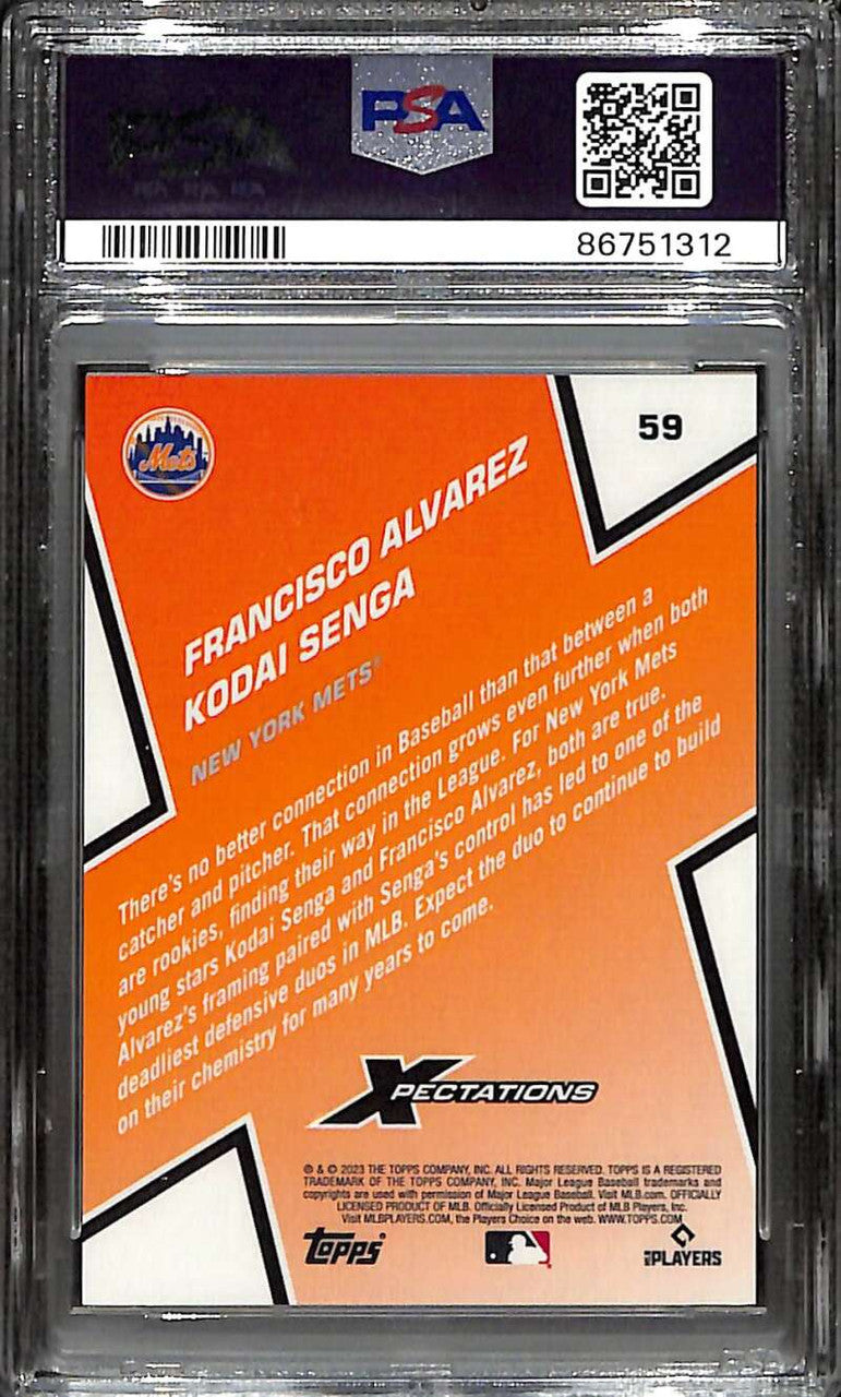 2023 Topps Xpectations Circuit Citrus Foil 59 Senga Alvarez RC 8/25 PSA 10 GEM