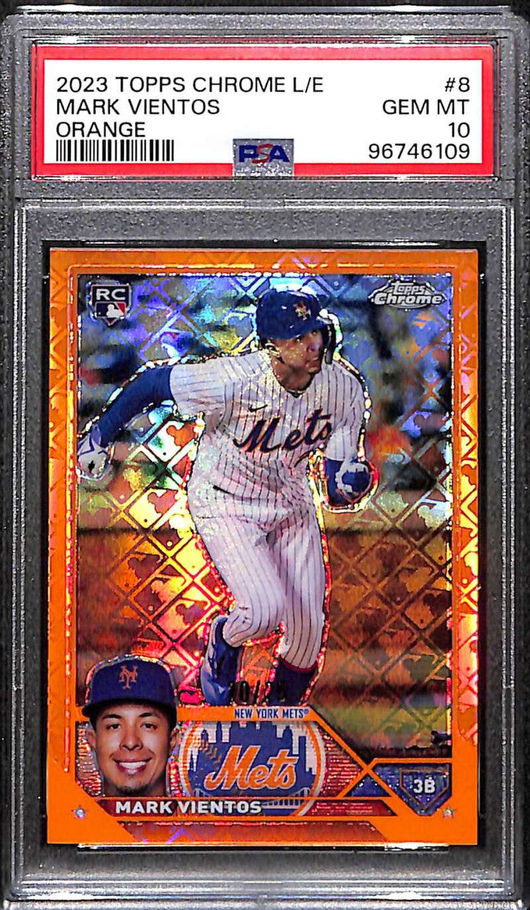 2023 Topps Chrome Logofractor Orange Refractor 8 Mark Vientos RC 10/25 PSA 10