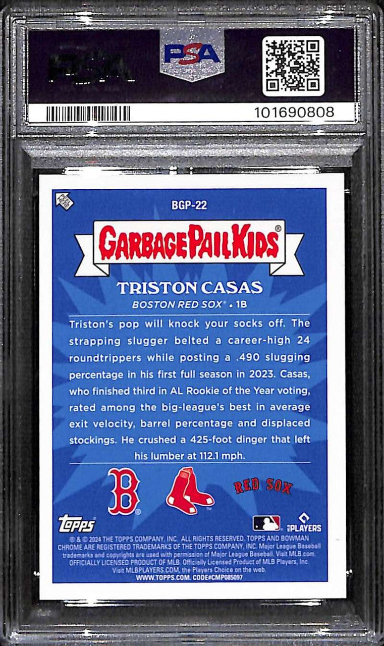 2024 Bowman Chrome Garbage Pail Kids Orange Refractor Trison Casas RC /25 PSA 9