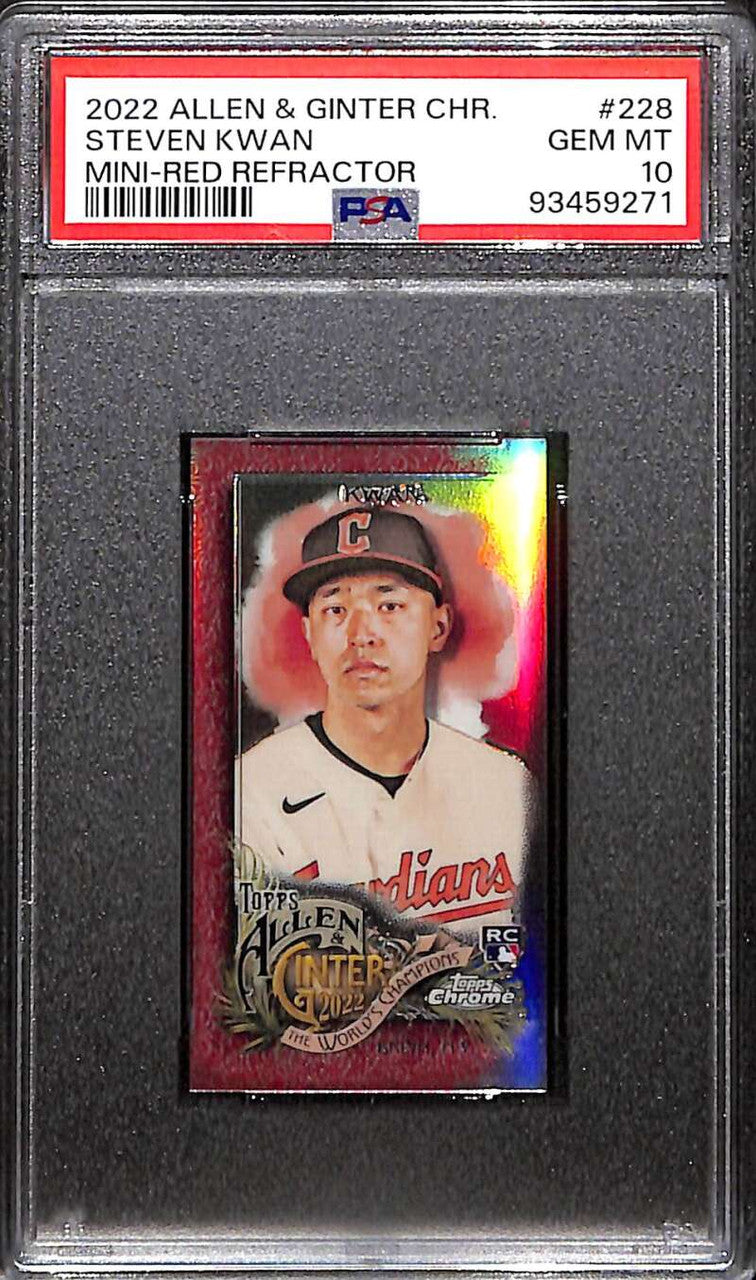 2022 Topps Allen and Ginter Chrome Mini Red Refractor Steven Kwan RC 3/5 PSA 10