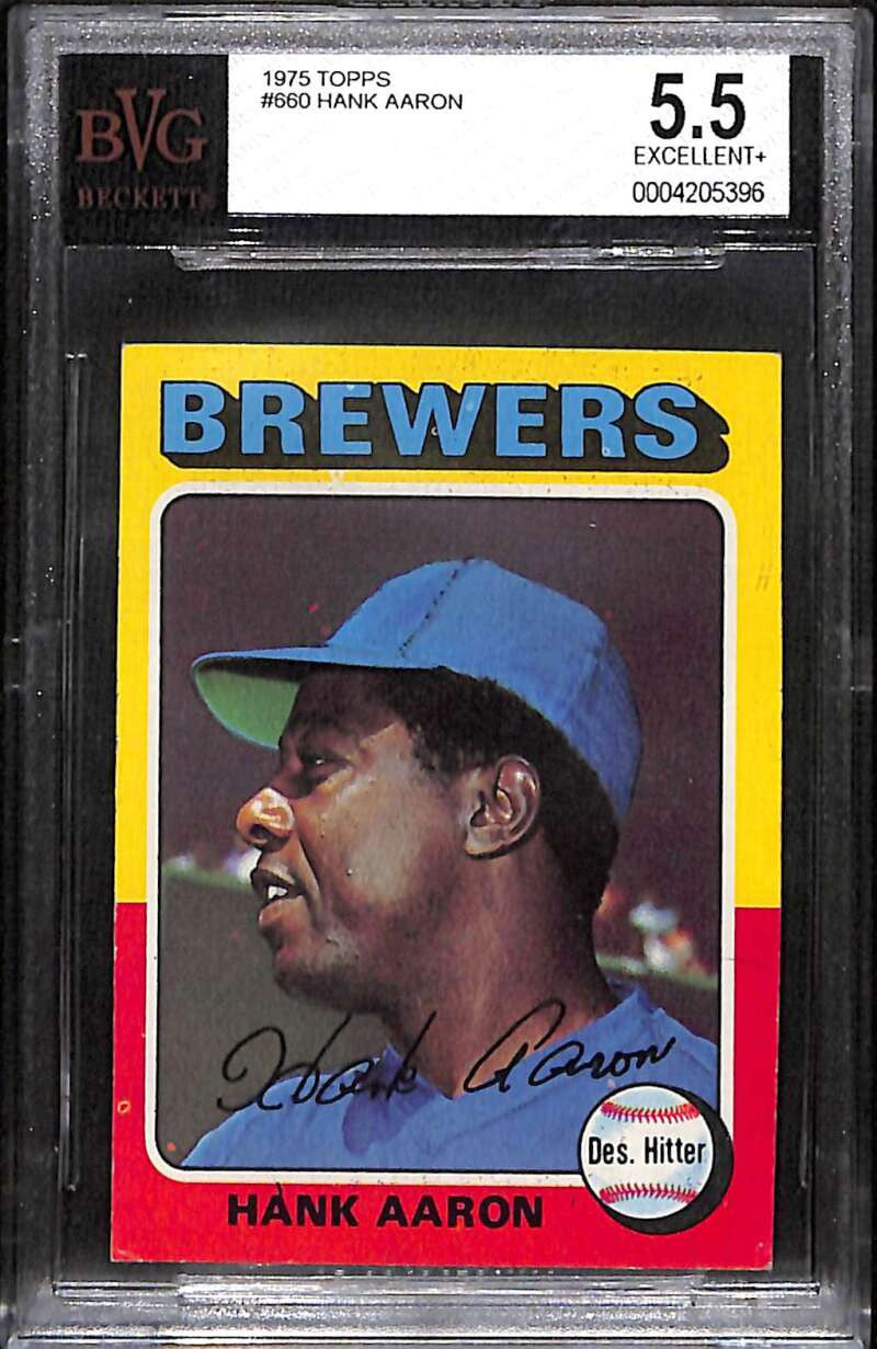 1975 Topps 660 Hank Aaron BVG BGS 5.5 EXCELLENT+