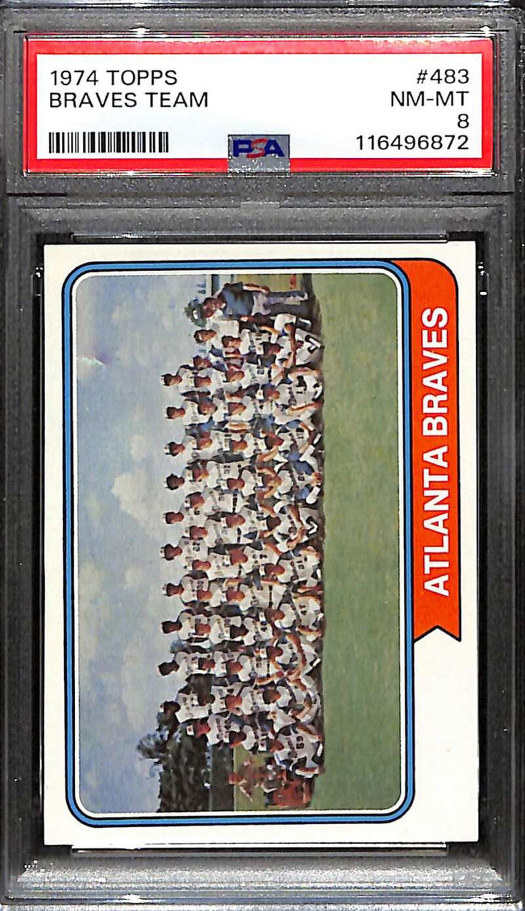 DELETE 172196 1974 Topps 483 Atlanta Braves TC Team Card PSA 8 NM-MT