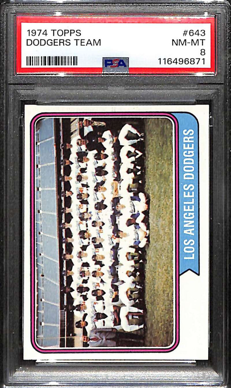 DELETE 172200 1974 Topps 643 Los Angeles Dodgers TC Team Card PSA 8 NM-MT 116496871