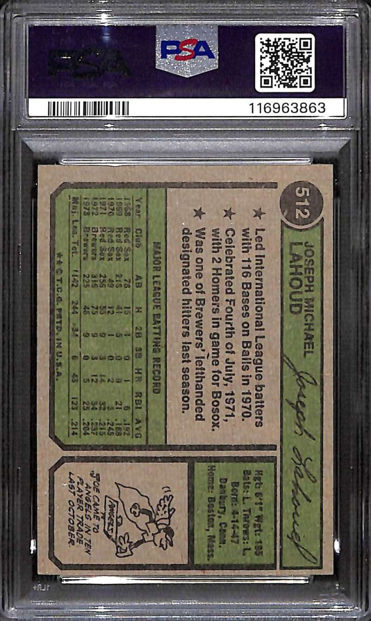 DELETE 172221 1974 Topps 512 Joe Lahoud PSA 9 MINT