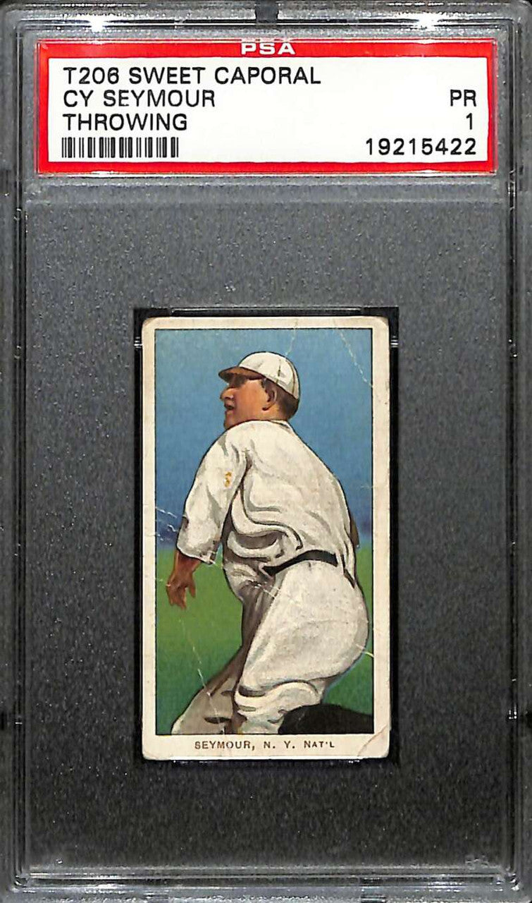 1909-11 t206 Sweet Caporal 350-460 Cy Seymour Throwing PSA 1 PR
