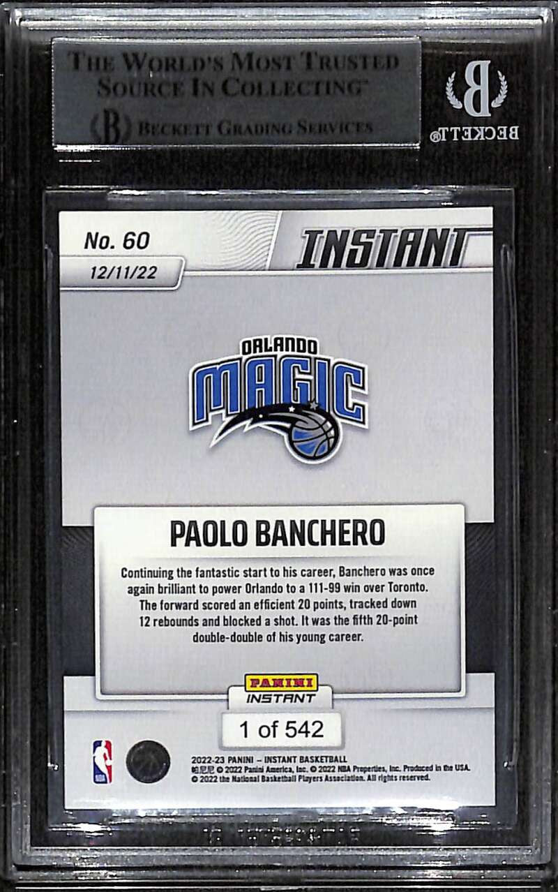2022-23 Panini Instant 60 Paolo Banchero RC BAS Beckett Fanatics Authentic Auto