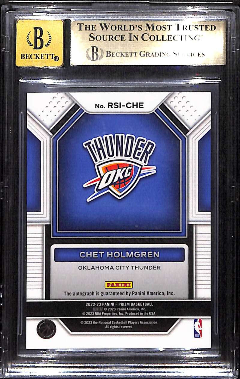 2022-23 Panini Prizm Rookie Signatures 13 Chet Holmgren RC Auto BGS 9.5 GEM 10