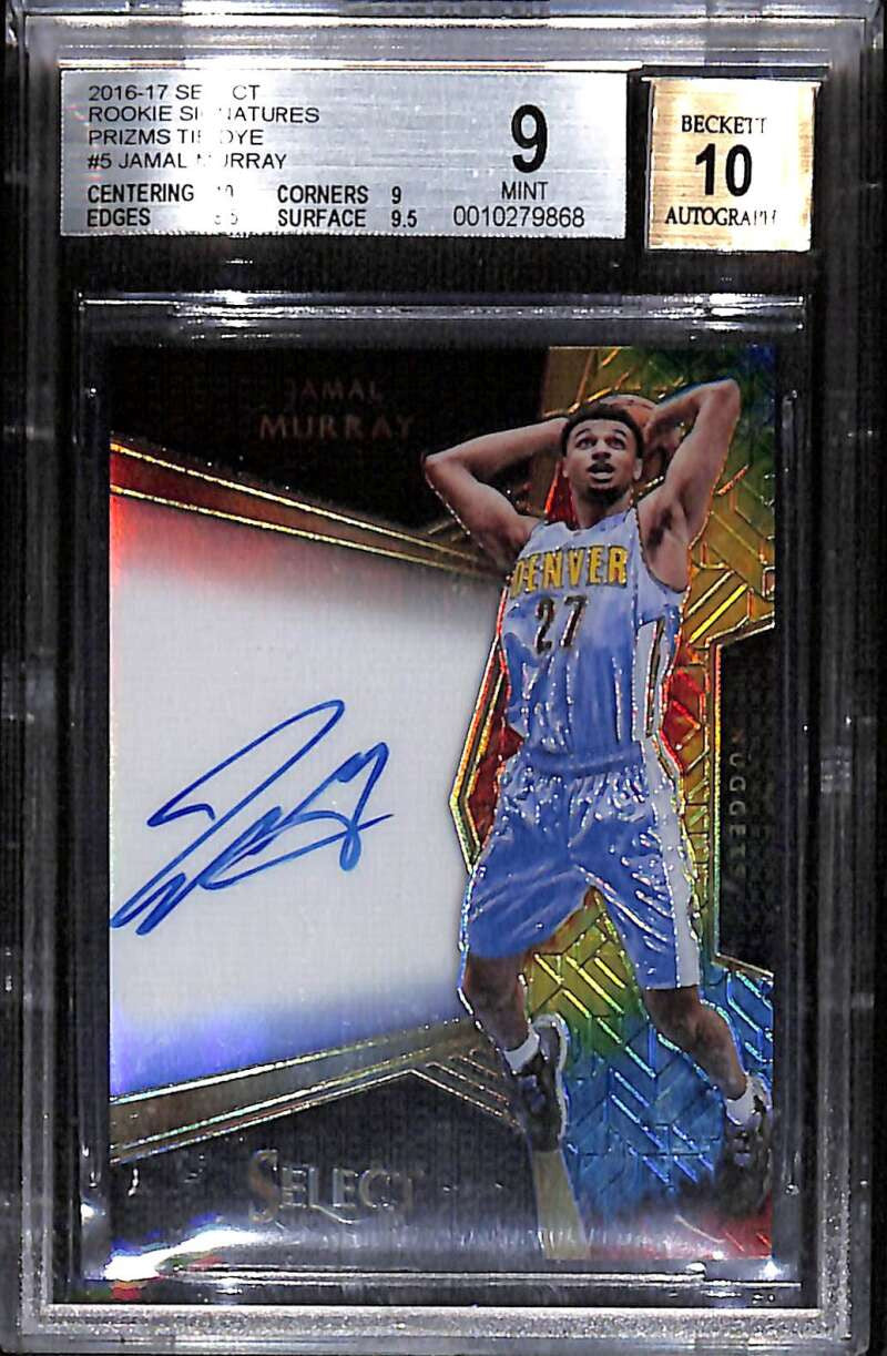 2016-17 Select Rookie Signatures Prizms Tie-Dye Jamal Murray RC Auto 3/25 BGS 9