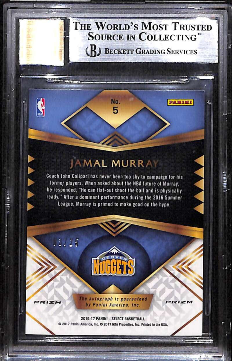 2016-17 Select Rookie Signatures Prizms Tie-Dye Jamal Murray RC Auto 3/25 BGS 9