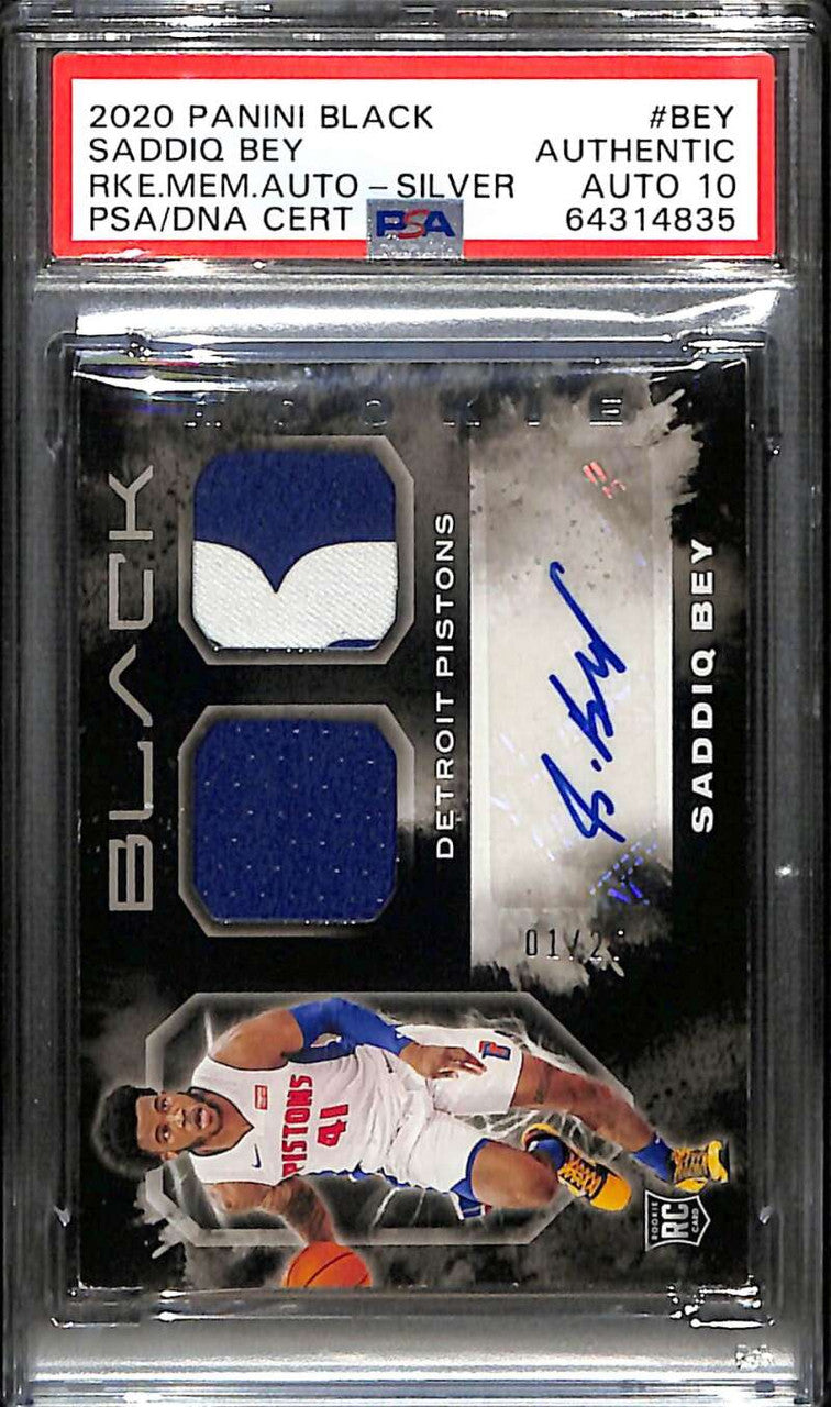 2020-21 Panini Black Memorabilia Autographs 25 Saddiq Bey RC Patch Auto 1/25 PSA