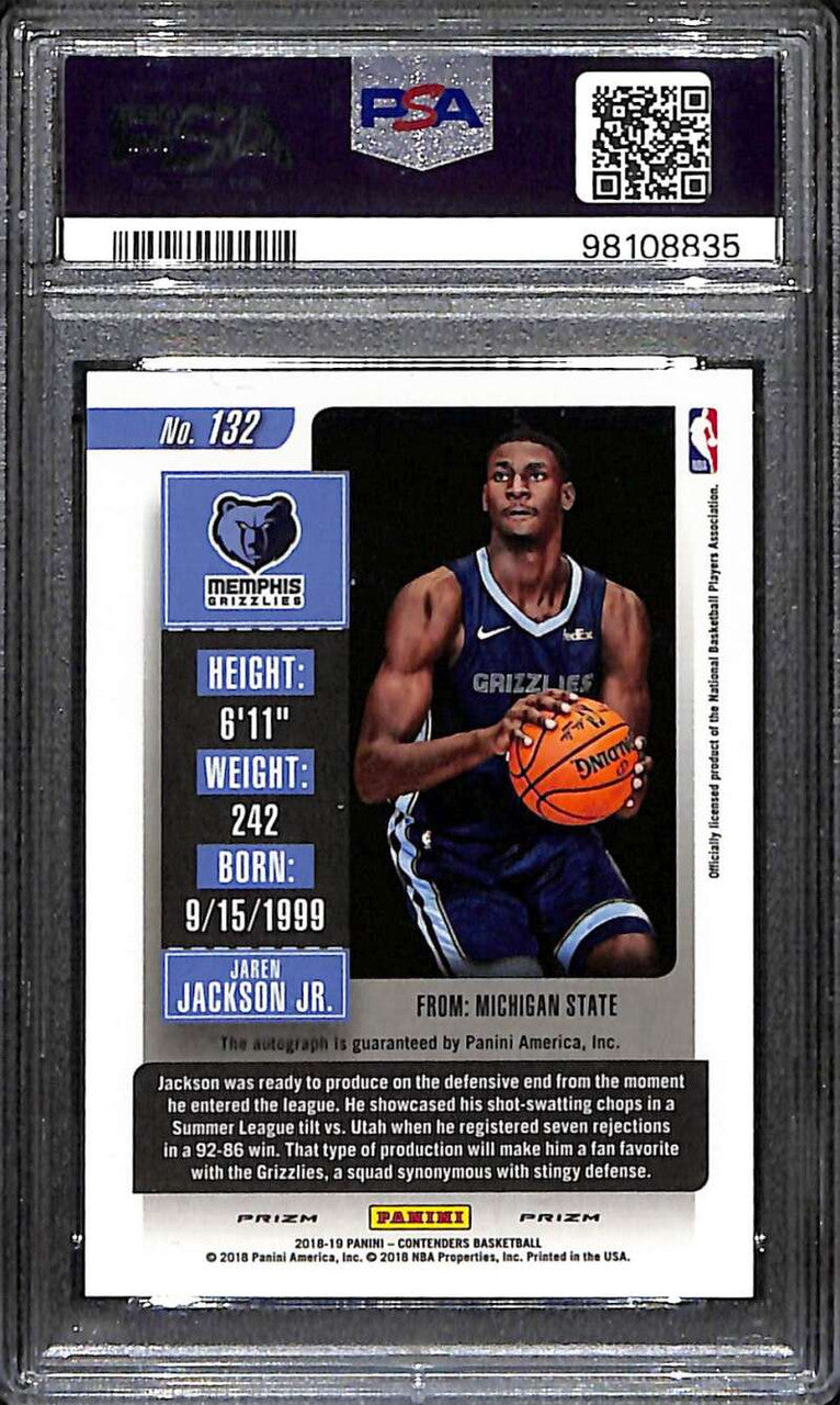 2018-19 Panini Contenders Variations Premium 132 Jaren Jackson Jr. RC Auto PSA 8