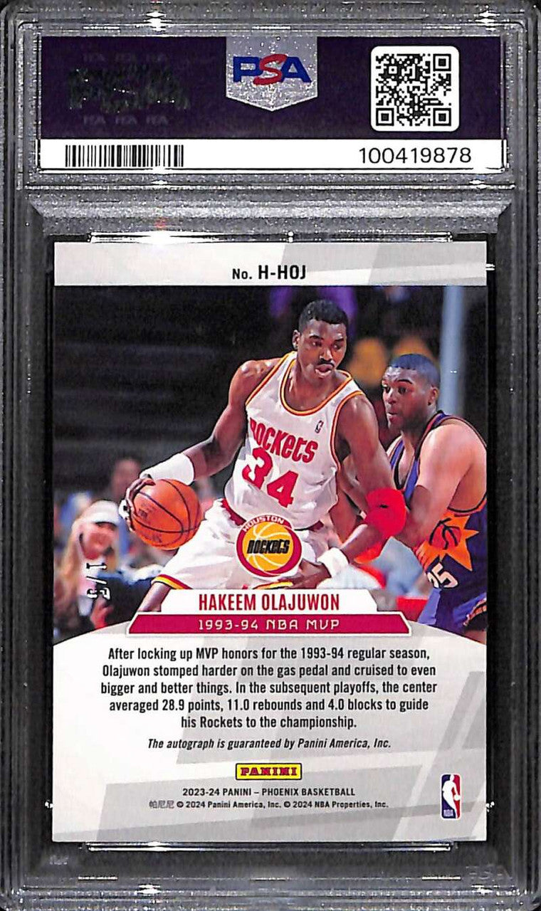 2023-24 Panini Phoenix Honored Signatures Green Hakeem Olajuwon Auto 1/5 PSA 10
