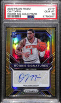 2020-21 Panini Prizm Rookie Signatures Gold 46 Obi Toppin RC Auto 4/10 PSA 10