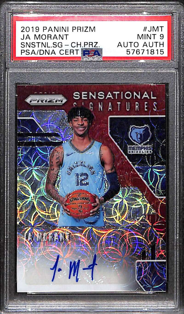 2019-20 Panini Prizm Sensational Signatures Choice 69 Ja Morant RC Auto PSA 9