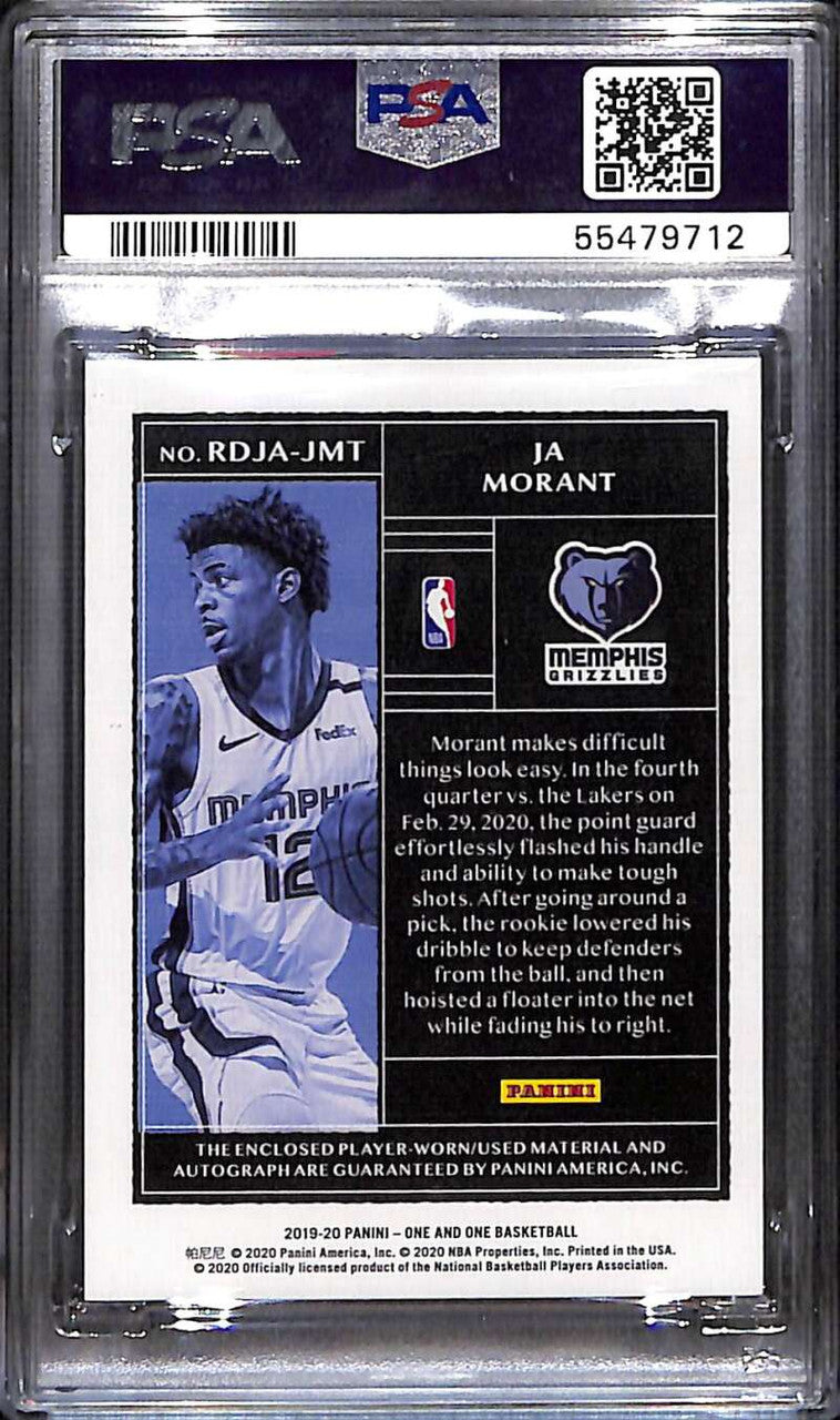 2019-20 Panini One and One Autographs Ja Morant RC Dual Jersey Auto 97/99 PSA 9
