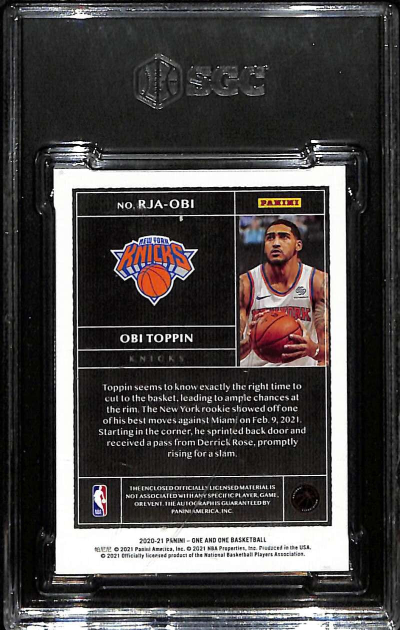 2020-21 Panini One and One Autographs Obi Toppin RC Jersey Auto 40/99 SGC 10