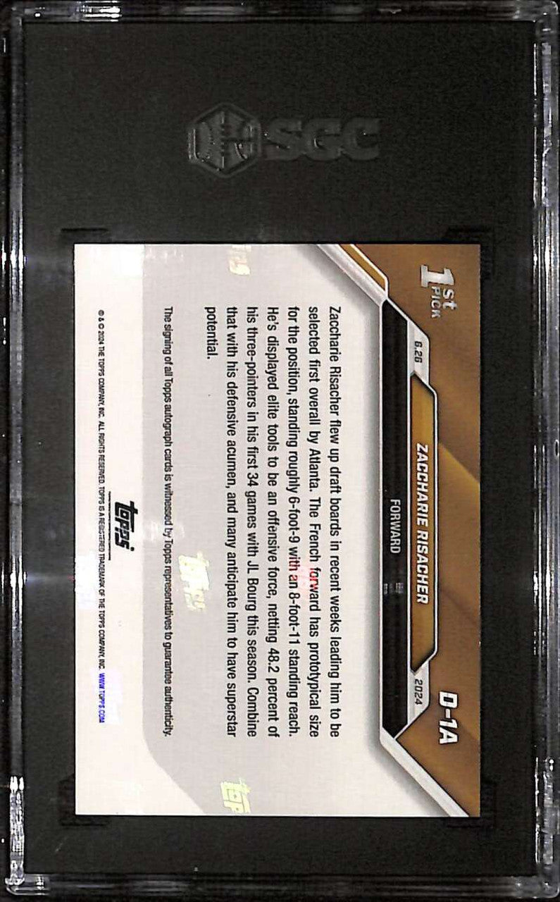 2024-25 Topps Now Draft Autographs Zaccharie Risacher Rookie Auto 64/99 SGC 10
