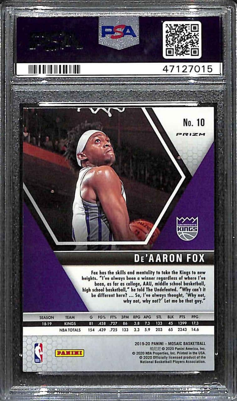 2019-20 Panini Mosaic Genesis Refractor 10 De'Aaron Fox PSA 10 GEM MT