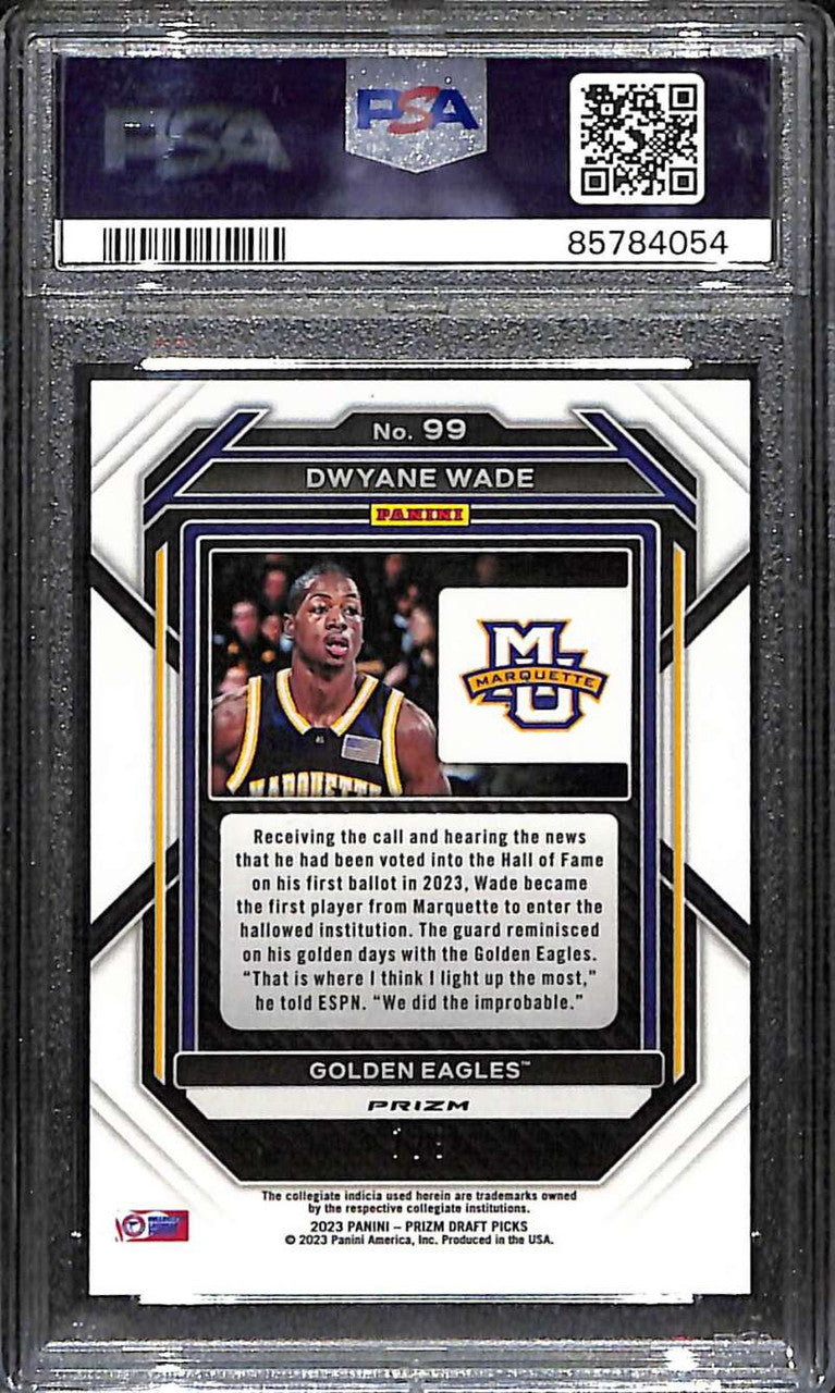 SOLD 172329 2023-24 Panini Prizm Draft Prizms Red Shimmer FOTL 99 Dwyane Wade 7/9 PSA 10