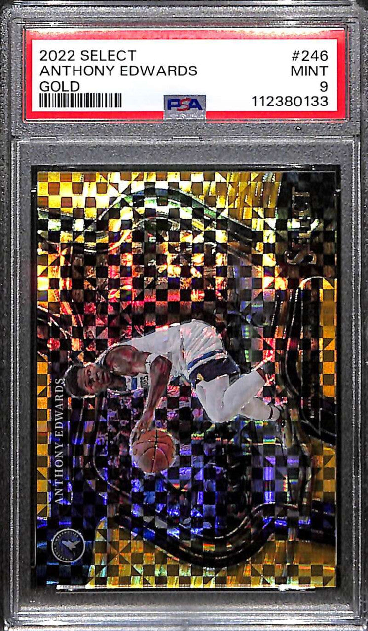 2022-23 Select Prizms Gold Refractor 246 Anthony Edwards 6/10 Courtside PSA 9