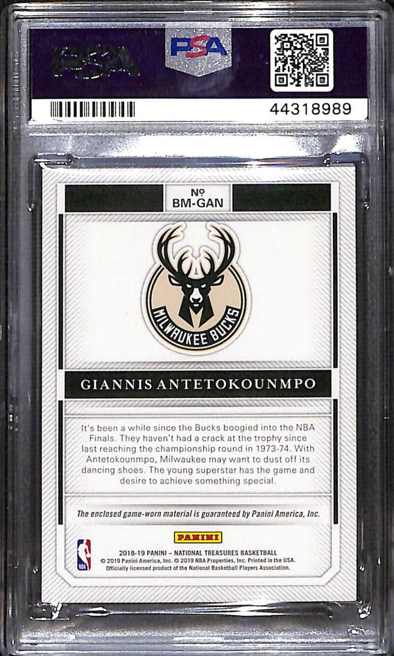 2018-19 National Treasures Biography Giannis Antetokounmpo Jersey 46/99 PSA 10