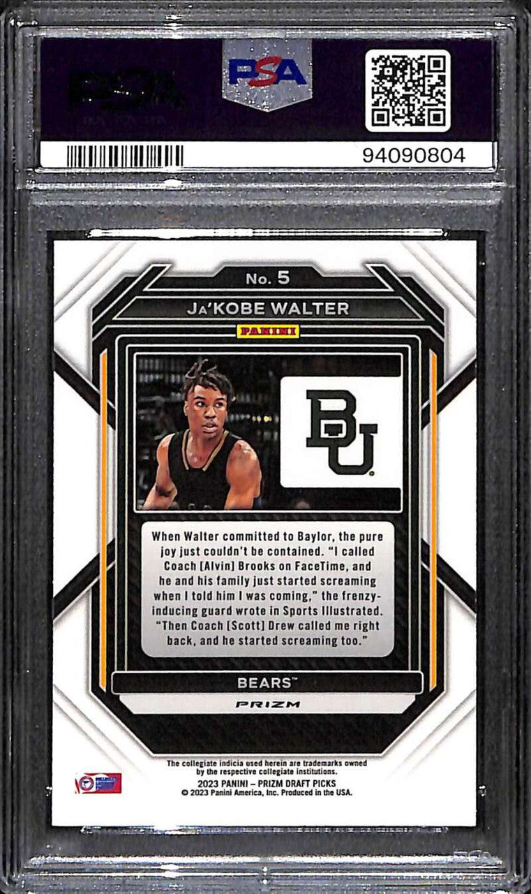 2023-24 Panini Prizm Draft Prospect Prizms Venom 5 Ja'Kobe Walter Rookie PSA 10