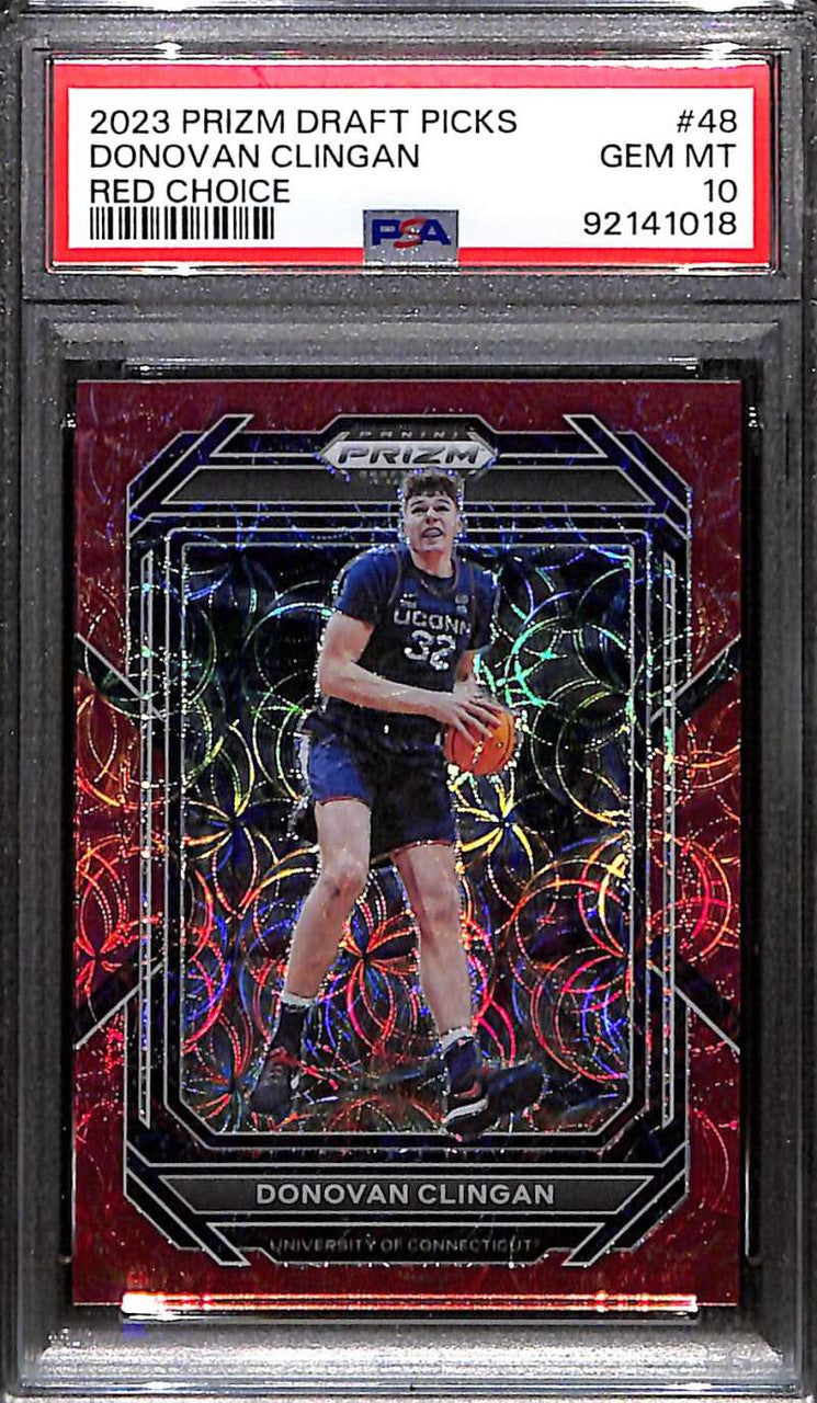 DELETE 172373 2023-24 Panini Prizm Draft Prizms Choice Red 48 Donovan Clingan RC 23/88 PSA 10