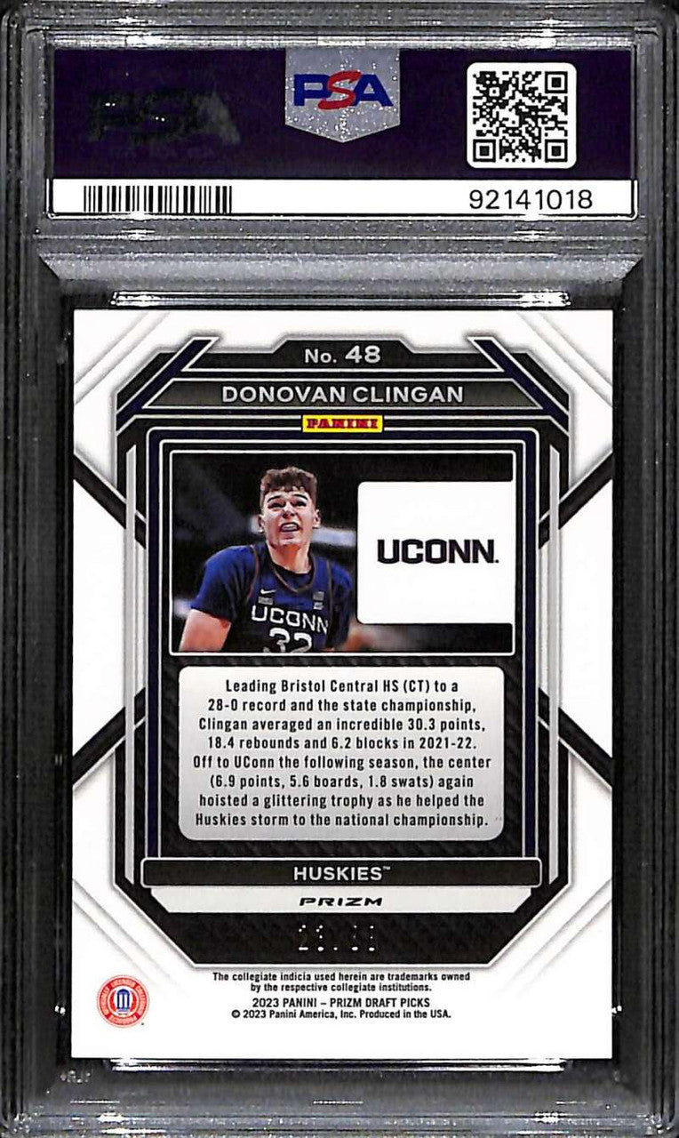 DELETE 172373 2023-24 Panini Prizm Draft Prizms Choice Red 48 Donovan Clingan RC 23/88 PSA 10