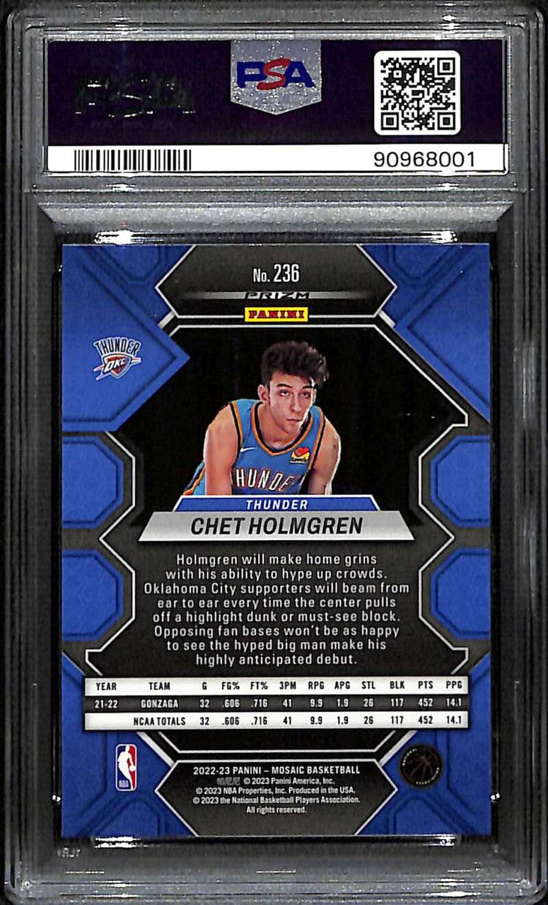 2022-23 Panini Mosaic Choice Red and Green 236 Chet Holmgren Rookie PSA 10 GEM
