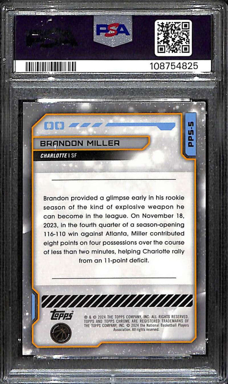 2023-24 Topps Cosmic Chrome Planetary Pursuit Sun Brandon Miller Rookie PSA 10