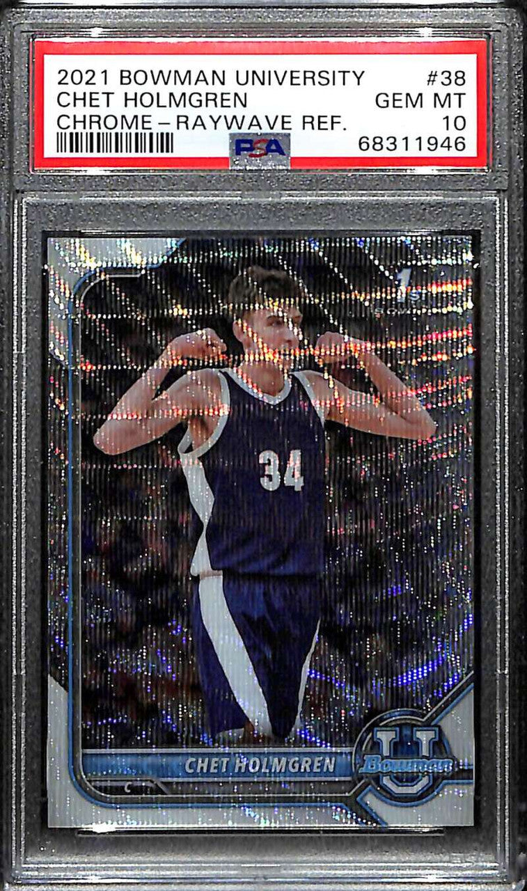 2021-22 Bowman Chrome U RayWave Refractor 38 Chet Holmgren Rookie 47/100 PSA 10