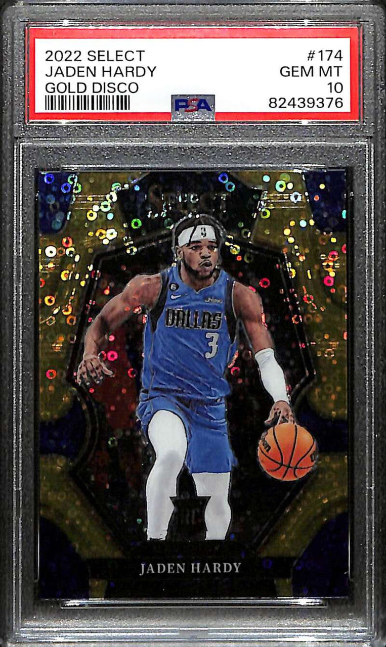 2022-23 Select Prizms Gold Disco Refractor 174 Jaden Hardy Rookie 9/10 PSA 10