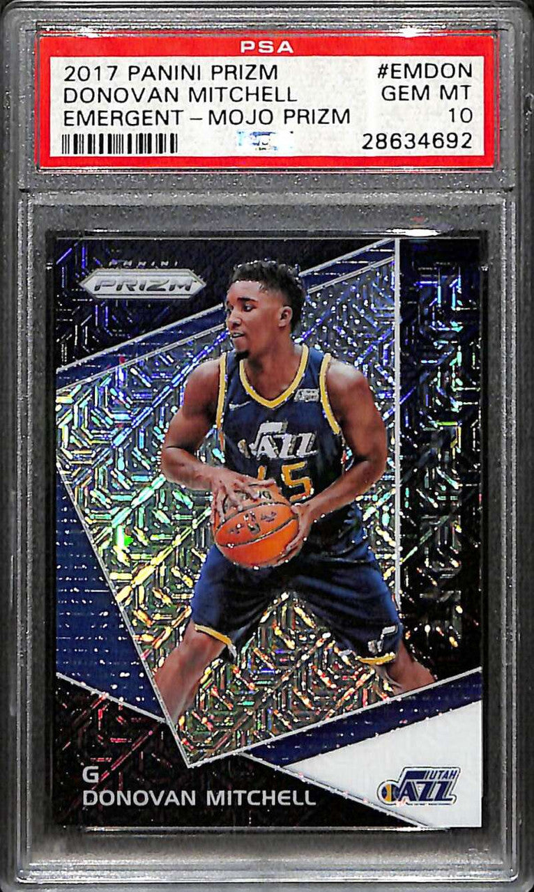 2017-18 Panini Prizm Emergent Prizms Mojo Donovan Mitchell Rookie 19/25 PSA 10