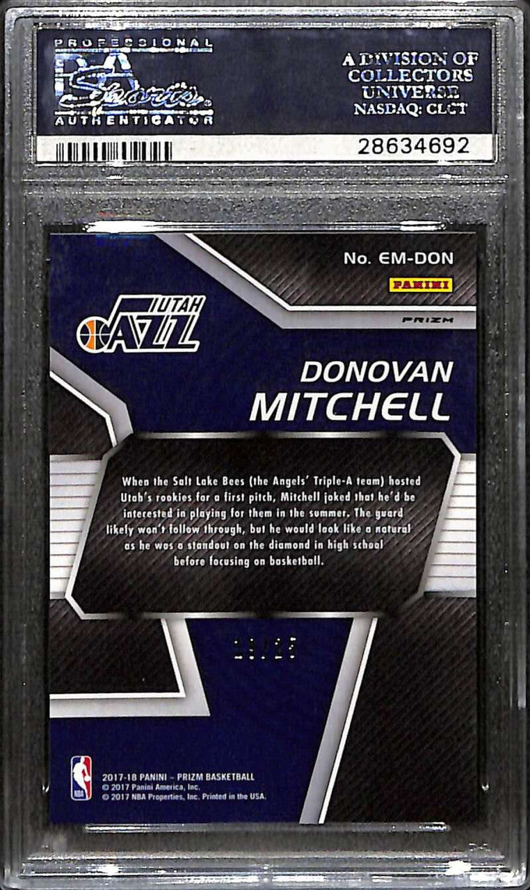 2017-18 Panini Prizm Emergent Prizms Mojo Donovan Mitchell Rookie 19/25 PSA 10
