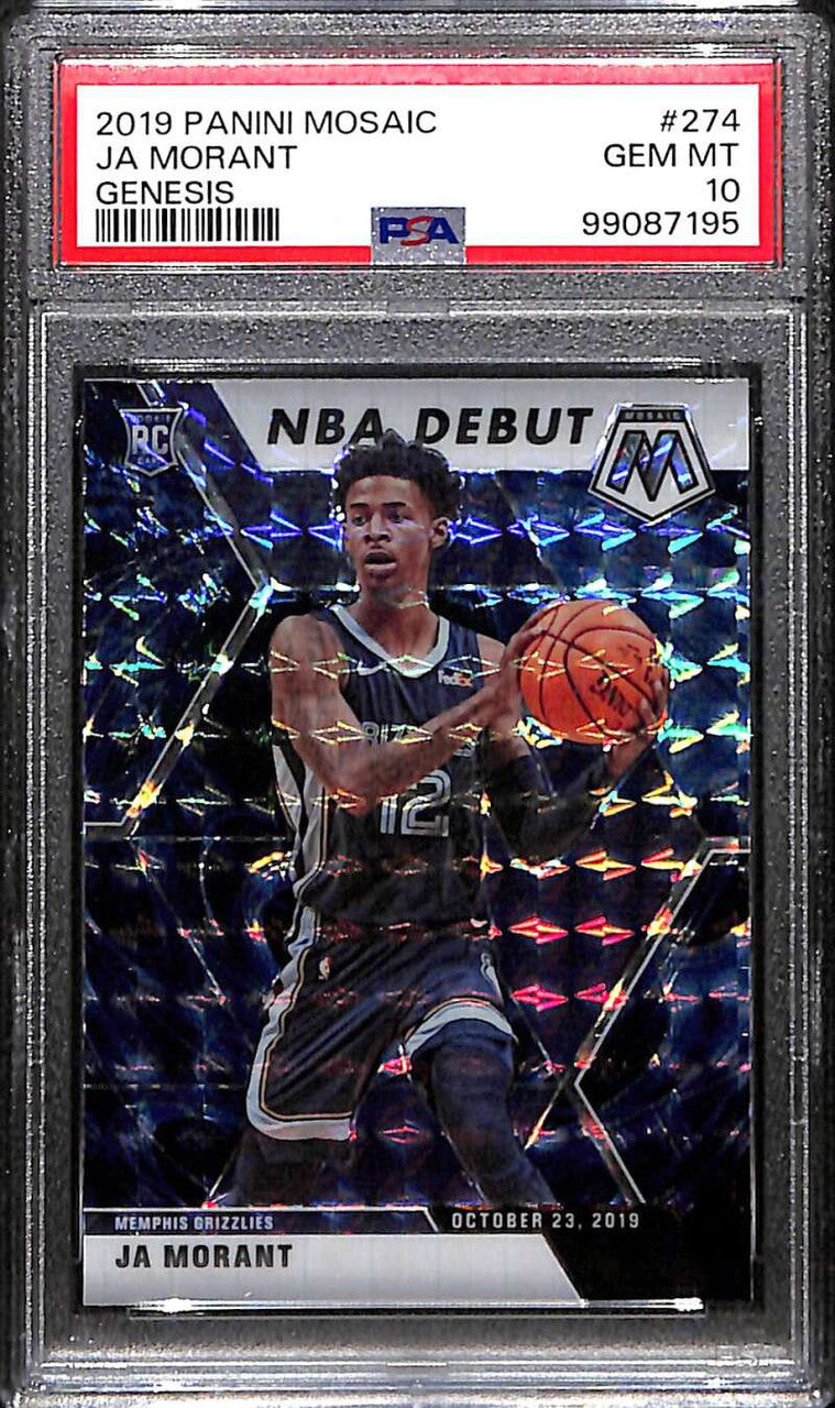 2019-20 Panini Mosaic Genesis Refractor 274 Ja Morant Rookie Debut PSA 10 GEM MT