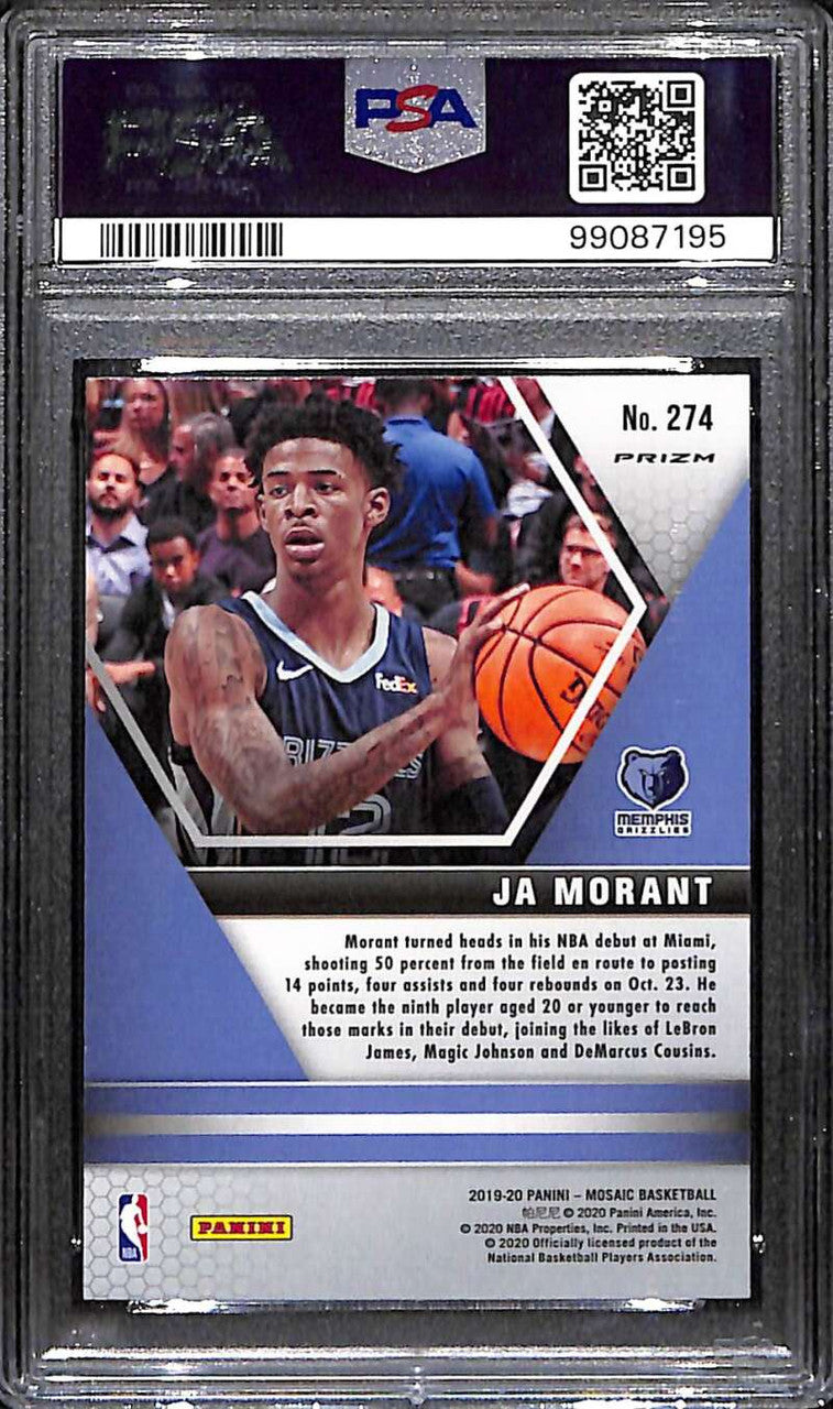 2019-20 Panini Mosaic Genesis Refractor 274 Ja Morant Rookie Debut PSA 10 GEM MT
