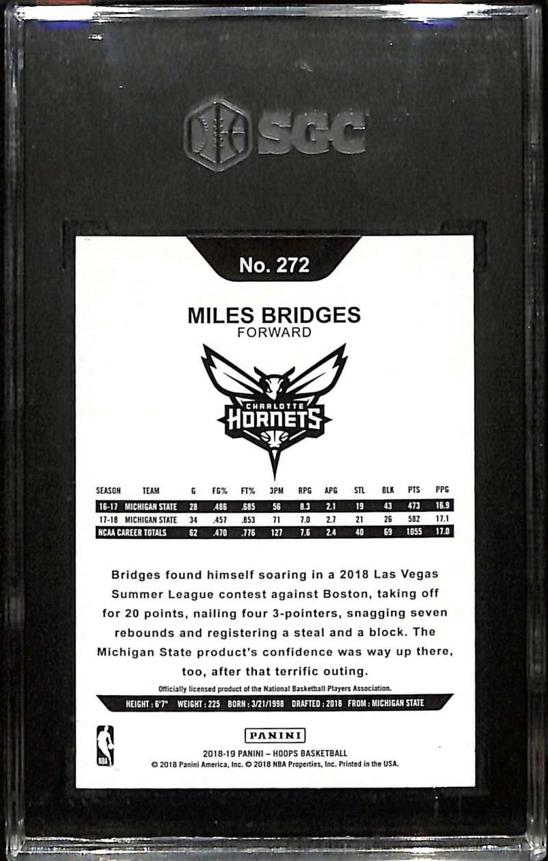 2018-19 Hoops Orange Explosion 272 Miles Bridges Rookie 20/25 SGC 9.5 MT+