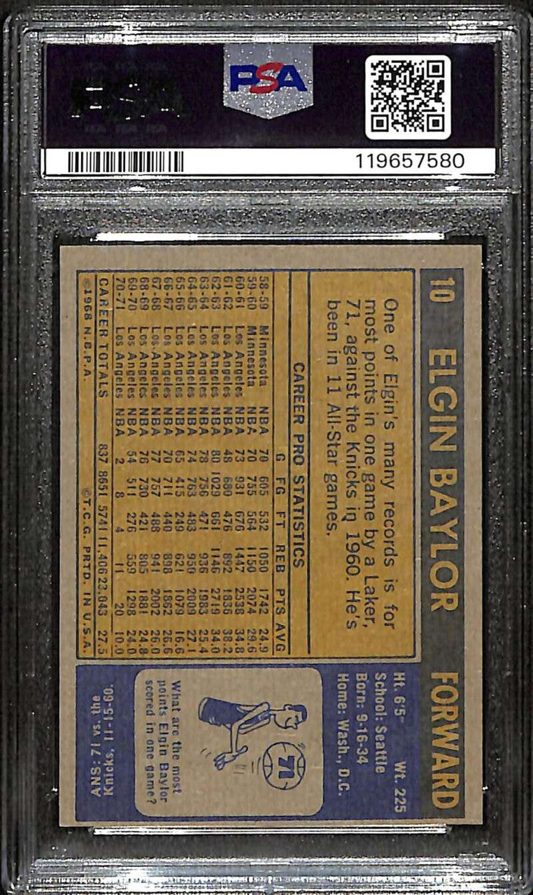 1971-72 Topps 10 Elgin Baylor PSA 8 NM-MT OC