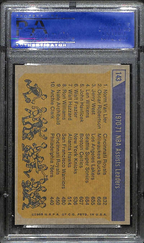 1971-72 Topps 143 Van Lier Jerry West Oscar Robertson League Leaders PSA 8 NM-MT