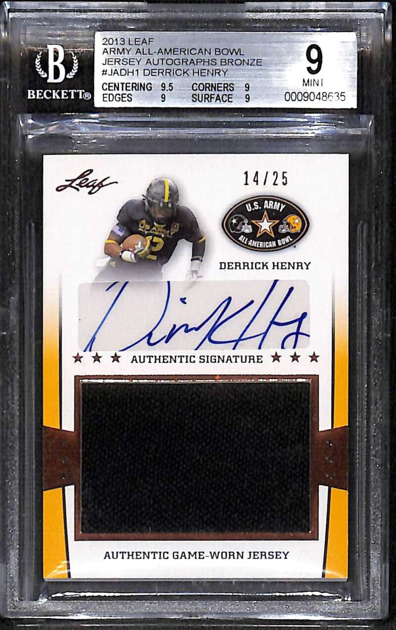 SOLD 172457 2013 Leaf Army All-American Bowl Derrick Henry Rookie Jersey Auto 14/25 BGS 9