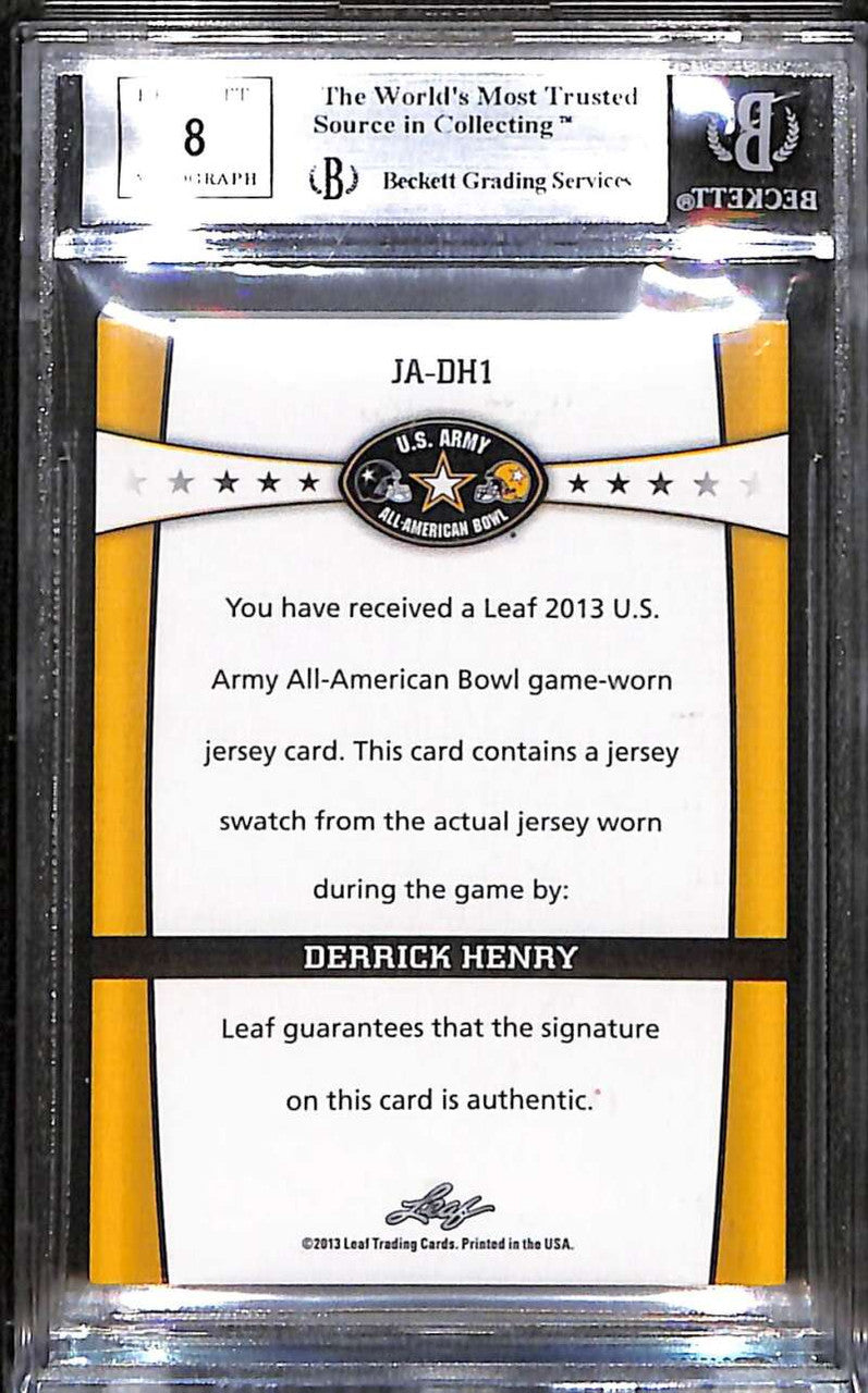 SOLD 172457 2013 Leaf Army All-American Bowl Derrick Henry Rookie Jersey Auto 14/25 BGS 9