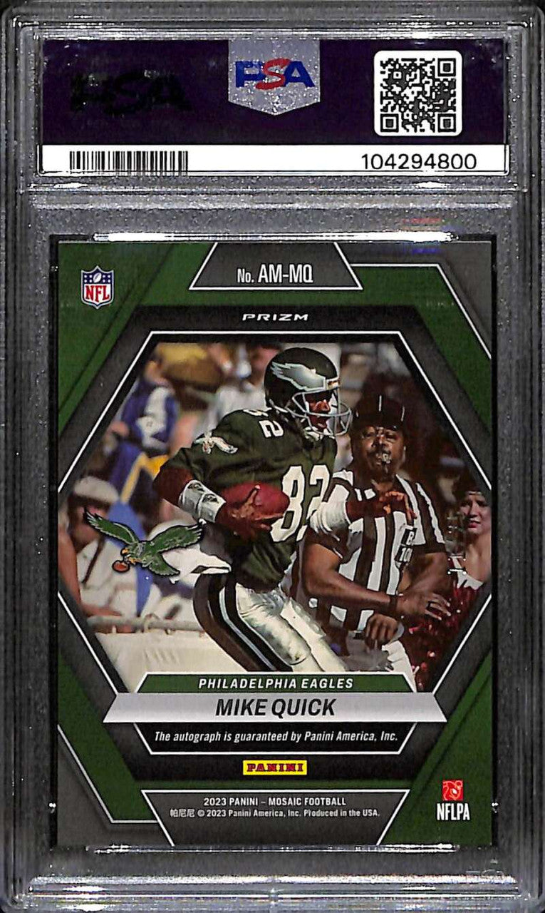 2023 Panini Mosaic Autographs Mosaic White 25 Mike Quick Auto 11/25 PSA 9 MINT