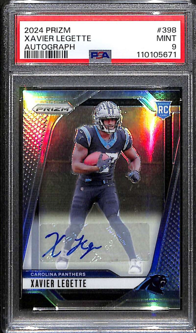 2024 Panini Prizm Autographs Prizms Silver 398 Xavier Legette Rookie Auto PSA 9