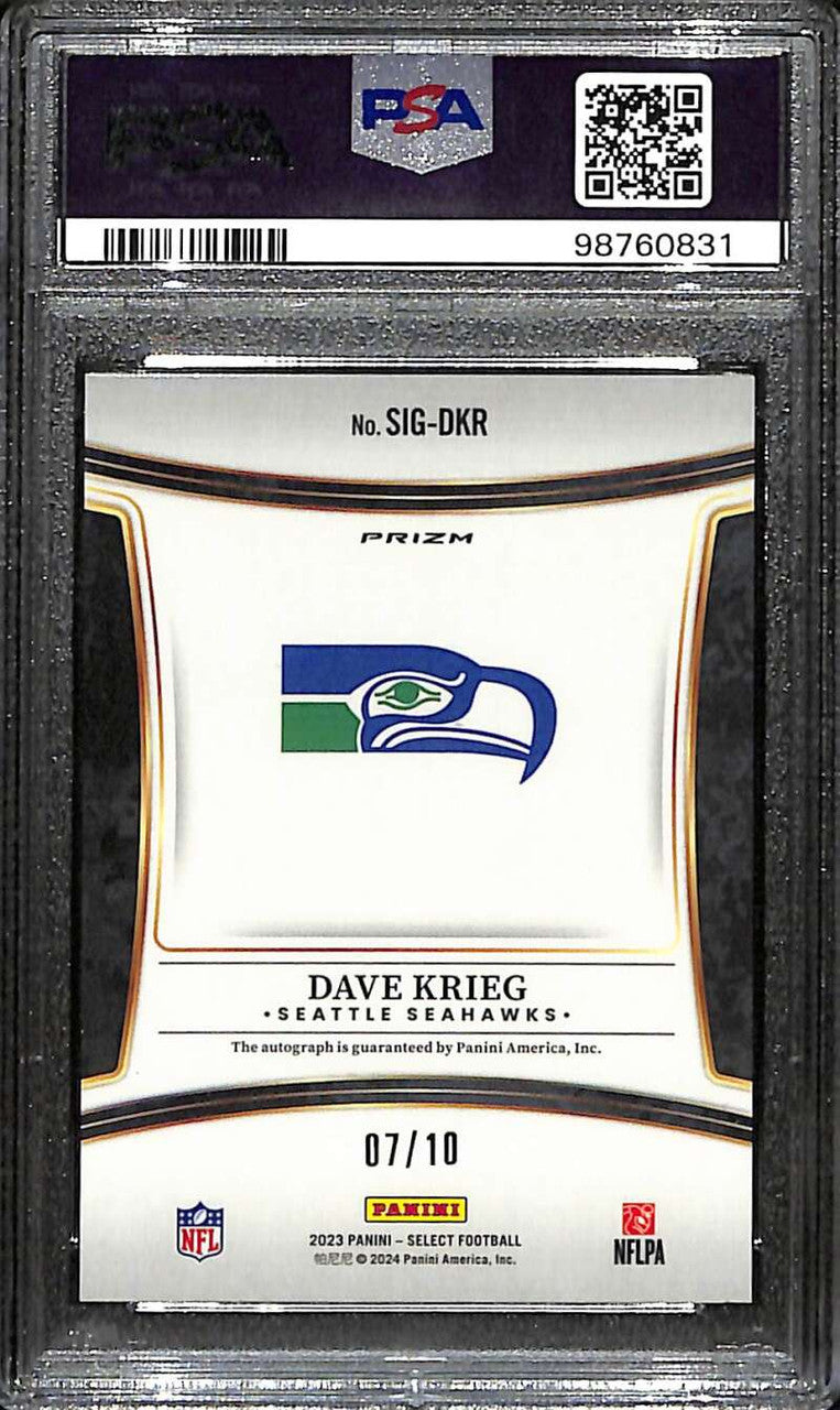 2023 Select Signatures Prizm Gold 18 Dave Krieg Auto 7/10 PSA 9 MINT