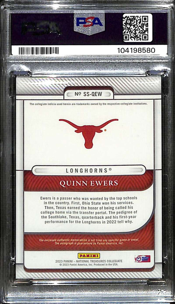 2023 National Treasures Silhouettes Quinn Ewers Rookie Jersey Auto 57/75 PSA 8